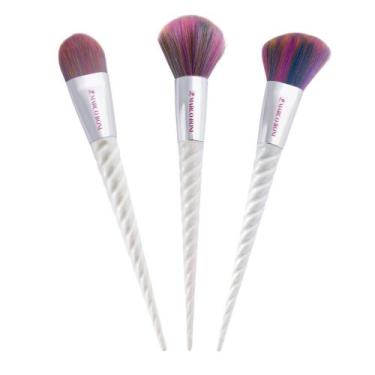 Imagem de Kit 3 Pincéis Maquiagem Base Pó E Blush Unicórnio Marco Boni, Branco