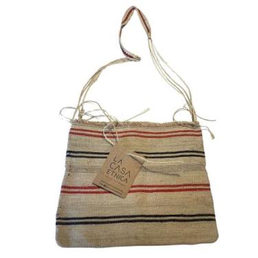 Imagem de Bolsa Garabatá Arte Campo Natural Listras Horizontais Telha e Preto - 