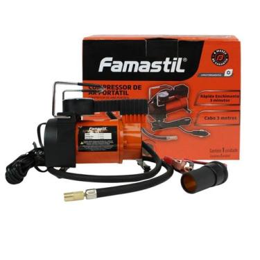 Imagem de Compressor De Ar Portátil Famastil 12v Cabo De 3m Laranja Voltagem:12V