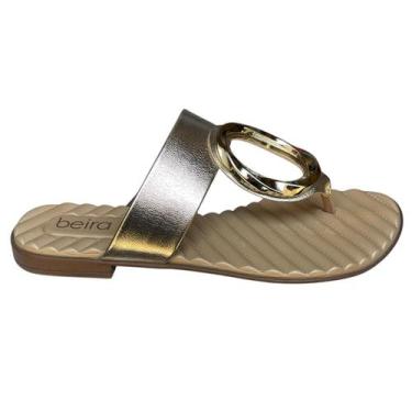 Imagem de Sandália Feminino Rasteirinha Napa Dedo Beira Rio 8519.108, Dourado, 3