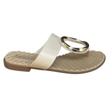 Imagem de Sandália Feminino Rasteirinha Napa Dedo Beira Rio 8519.108, Creme, 38