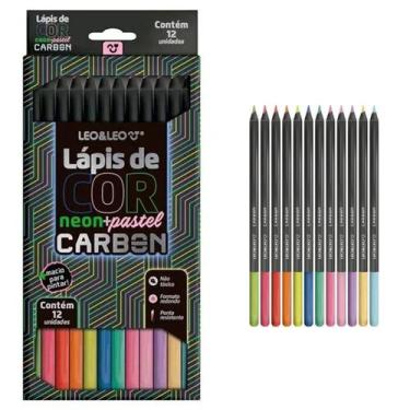 Imagem de Lápis De Cor Carbon 12 Cores Neon E Pastel Redondo Leo E Leo - Leo&leo