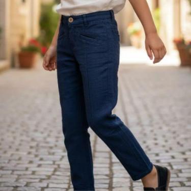 Imagem de Calça Infantil Menina Em Sarja PUC, 6, Azul