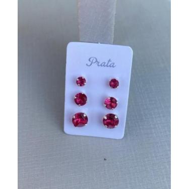 Imagem de Trio Zircônia Vermelho em Prata