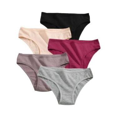 Imagem de Conjunto De Calcinhas De Algodão Femininas Lingerie Sexy Em Cores Sóli