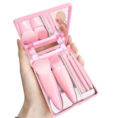 Imagem de Pincel de Maquiagem Kit 5 pçs Portátil Viagem com Espelho - Qiudi Beau