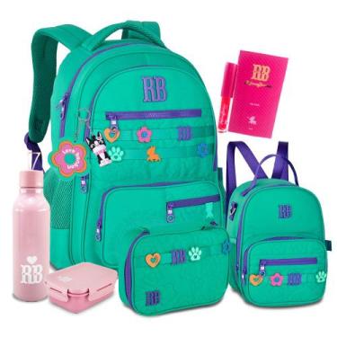 Imagem de Kit Mochila Rebecca Bonbon Grande Feminina Estojo Lancheira, Rb26231 v