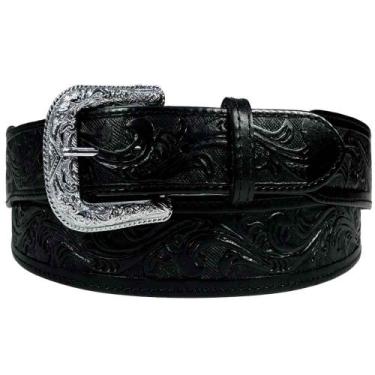 Imagem de Cinto De Couro Masculino Largo Bordado Preto Dawson, Preto, 95