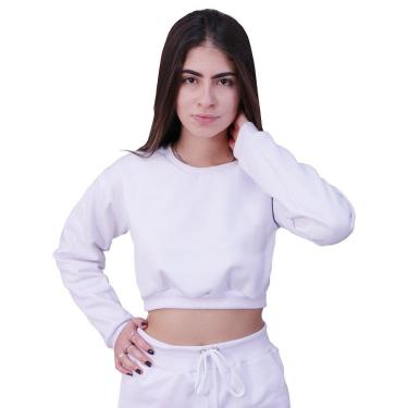 Imagem de Blusa Moletom Cropped Infantil Liso Branco-Feminino