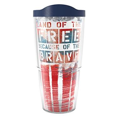 Imagem de Tervis Home of The Free Because of The Brave-Eagle Feito nos EUA Copo isolado de parede dupla, 680 g, clássico