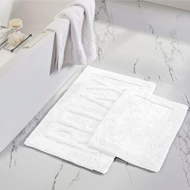 Imagem de Modern Threads Pacote com 2 tapetes de banho 100% algodão macios e absorventes gravados com Relax White