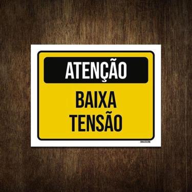 Imagem de Placa De Sinalização - Atenção Aviso Baixa Tensão  18X23