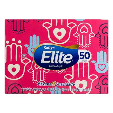 Imagem de Lenço de Papel Softy`s Elite Folha Dupla Embalagens Sortidas com 50 Unidades