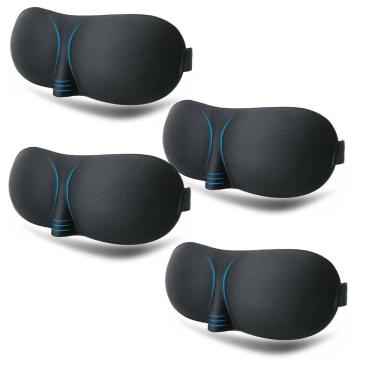 Imagem de Kit 4x Máscara Para Dormir 3D Tapa Olho Ajustável Super Confortável Macia Relaxar Viagem Turno Noturno