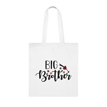 Imagem de Bolsa Tote Big Brother, Big Brother Tote bag, irmão, presente para irmão, bolsa de ombro irmão, bolsas reutilizáveis, presente para irmão da irmã e irmão s, Branco