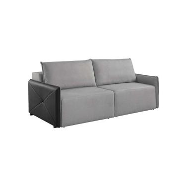Imagem de sofá 2 lugares retrátil urban linho cinza e preto 160 cm
