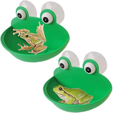 Imagem de Acessórios de tanque de sapo árvore Acessórios de tanque de sapo aquático anfíbio Acessórios de terrário com sapo de sucção Decoração de tanque de parede Plástico sapo Habitat para sapo girino peixe lagarto lagarto lagarto (embalagem com 2)