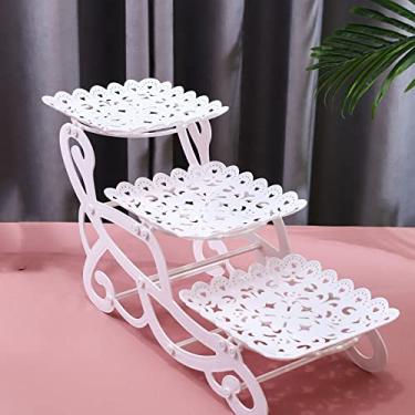 Imagem de Estilo europeu de três camadas de fruteira sala de estar multicamadas família bolo de frutas secas e prato de sobremesa de doces, C, três camadas