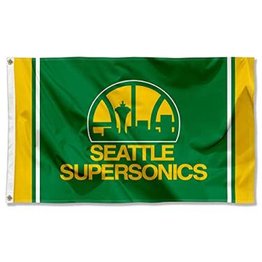 Imagem de WinCraft Bandeira Seattle Supersonics de madeira de lei retrô vintage retrô para ambientes externos