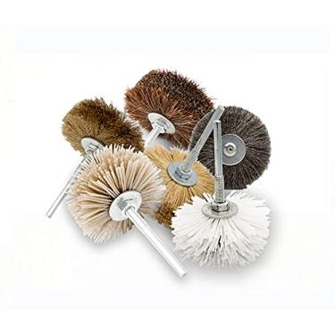 Imagem de Escova de fio abrasiva de filamento de nylon roda de cabelo de cavalo cabeça de flor com haste rosqueada de 6 mm para broca