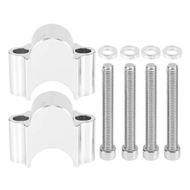 Imagem de Kit de barras de braçadeira de guidão de 7/8" 30 mm peças universais para motocicleta off-road ATV (prata) suportes de guidão braçadeira de guidão braçadeira de guidão braçadeiras de elevação de guidão suporte de guidão montagem de barra de guidão 2,22 cm braçadeira de guidão 7/8"