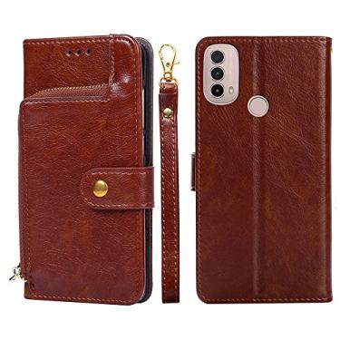 Imagem de For Motorola Moto E40 Zipper Bag PU + TPU Horizontal Flip Leather Case