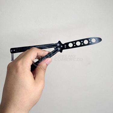Imagem de Knife Black Butterfly Preta Borboleta Dobrável Inox