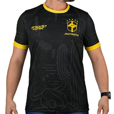 Imagem de Camiseta Pro Tork Brasil Seleção Copa 2022 Tam GG Preto/Amarelo, Modelo: CP-308AZ-2