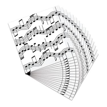 Imagem de Beistle Guardanapos de papel com notas musicais, 16 peças, tema dos anos 50, utensílios de mesa rock and roll para decorações noturnas de festas dos anos 1950