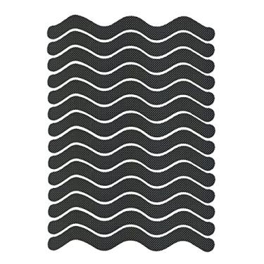 Imagem de SHENGANG 24 peças em forma de s tiras antiderrapantes tiras de segurança à prova d'água adesivos de chuveiro fita antiderrapante autoadesiva para banheira escadas piso, preto, 18x1,3 cm