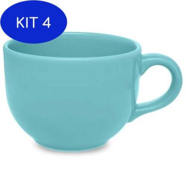 Imagem de Kit 4 Caneca Bowl De Porcelana Para Sopa Jumbo 740mls Azul - Oxford