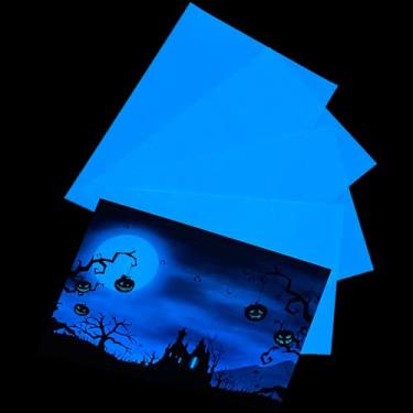 Imagem de Everyglow Papel fotográfico que brilha no escuro, papel de impressão luminoso para impressão a jato de tinta fotoluminescente Vnyl para fotos Halloween (10 peças azul-celeste) 15,24 cm x 10,16 cm