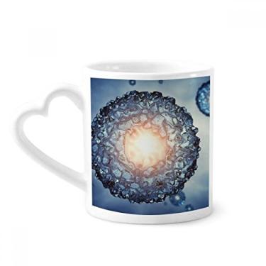 Imagem de Blue Science Cellls Caneca com padrão microcósmico café cerâmica copo de coração de vidro