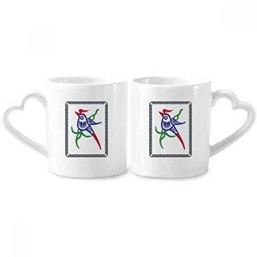 Imagem de Mahjong Bamboo Bar 1 azulejo padrão casal caneca porcelana conjunto de cerâmica copo amante coração alça