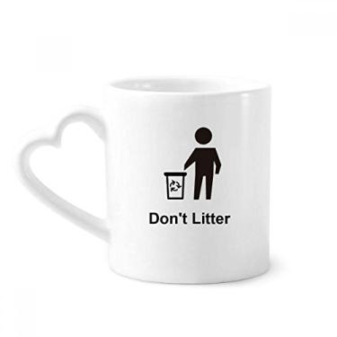 Imagem de Don't Litter Caneca com estampa de símbolo preto café cerâmica copo de coração de vidro