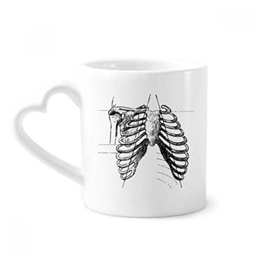 Imagem de Caneca de desenho de esqueleto humano Rib Bone Caneca de café cerâmica copo de coração de vidro