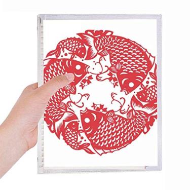Imagem de Caderno festivo de folhas soltas para corte de papel com peixes, diário recarregável