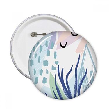 Imagem de Broche redondo com estampa de plantas abstratas do mar, alfinetes redondos, emblema, acessório, decoração, 5 peças