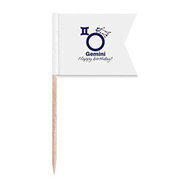 Imagem de Marcação de palito de gêmeos para festa de aniversário, celebração de aniversário, palito de dente de gêmeos, marcação de rotulagem para bolo de festa, prato de queijo