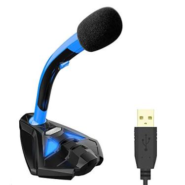 Imagem de Microfone profissional karaokê portátil estúdio PC microfone USB para computador com botão de energia de ajuste de volume 140 cm microfone com fio LED (preto + verde)