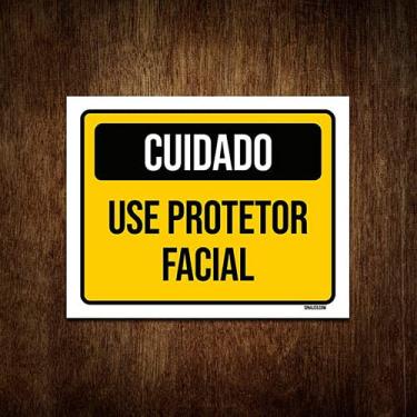 Imagem de Placa De Sinalização - Cuidado Use Protetor Facial 36x46