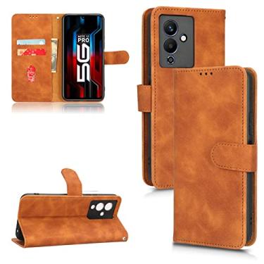 Imagem de Capas de telefone Business Skin Feel compatíveis com Infinix Note 12 Pro Note12Pro 5G capa de couro slots para cartão clipe de carteira capa de telefone à prova de choque (marrom, Infinix Note 12 Pro 5G)