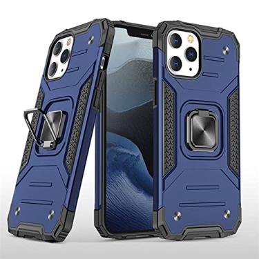 Imagem de YINGDAFENG Capa para iPhone 14Pro Max, capa de proteção resistente à prova de choque de grau militar com anel de suporte de 360° suporte magnético para carro à prova de choque capa interna de TPU, azul