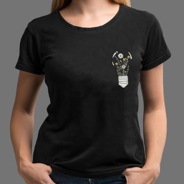 Imagem de Camiseta Feminina lampada de flores de algoao blusa preta long look