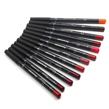 Imagem de DOYING Conjunto de lápis labial 12 cores à prova d'água de longa duração delineador labial caneta batom mate