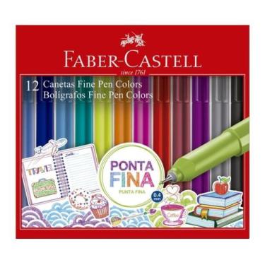Imagem de Caneta Ponta Fina Colorida Faber Castell Fine Pen Colors 12 Cores