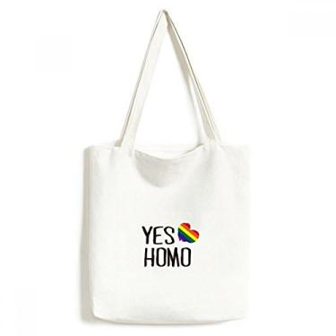 Imagem de Bolsa de lona Yes Homo LGBT Rainbow Love Bolsa de compras casual