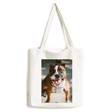 Imagem de Bolsa de lona Bulldog Pet Animal com imagem assustadora bolsa de compras casual