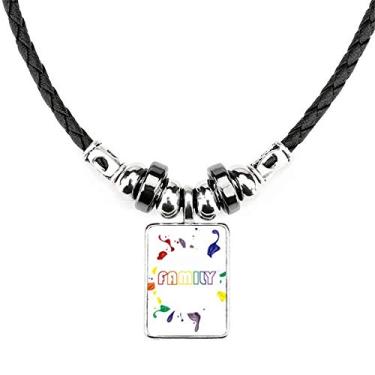 Imagem de DIYthinker LGBT Colar com pingente de corda de couro com bandeira de arco-íris
