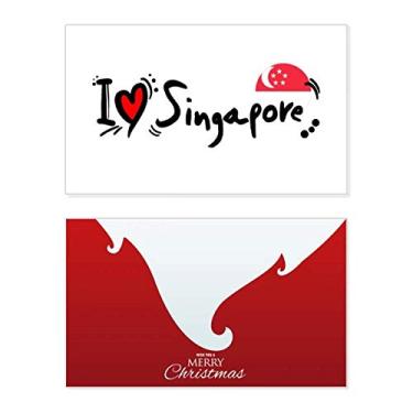 Imagem de I Love Singapore Palavra Bandeira Love Heart Ilustration Holiday Merry Christmas Cartão de parabéns Mensagem de Natal